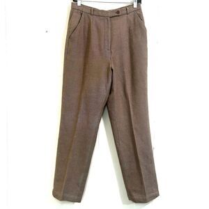 David n Tan Brown 100% Pure Wool Straight Leg Dress Trousers Pants Size 8 Lined